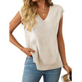 Damen elegantes Stricktop mit V-Ausschnitt und feiner Rippstruktur R&B