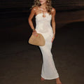 Damen Häkel Strandkleid im eleganten Design mit Schlüsselilloch und fließender Silhouette R&B