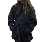 Damen bequeme Trenchcoatjacke mit Gürtel und voluminösen Ärmeln R&B