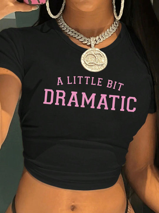 Damen Crop-Top mit kreativem Grafikdesign und modernem Schriftzug R&B