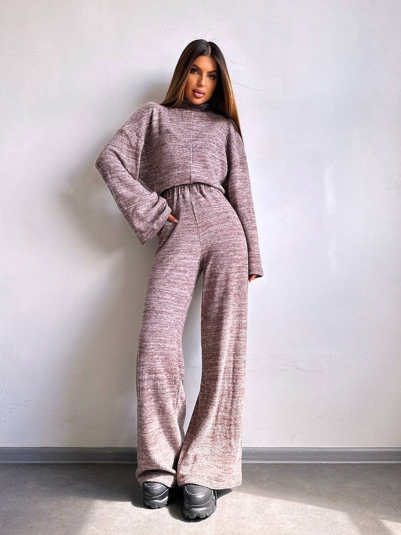 Damen Bequemer Sweat-Loungewear-Anzug mit weitem Schnitt und hohen Ärmeln R&B
