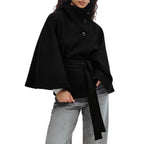 Damen Wickeljacke mit elegantem Stehkragen und weit geschnittenen Ärmeln