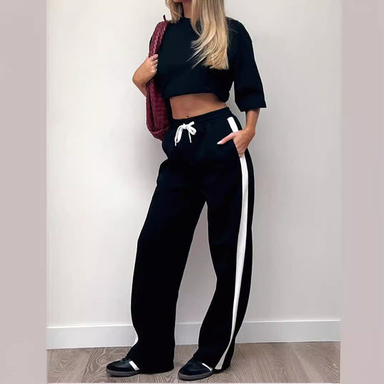 Damen Lässige Freizeithose mit seitlichen Streifen R&B