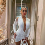 Damen Wickelkleid mit tiefem V-Ausschnitt und Raffungen R&B