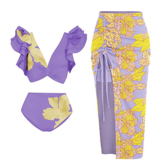 Damen Bikiniset mit voluminösen Rüschen und asymmetrischem Design R&B