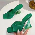 Damen Offene Plateau-Sandaletten mit transparentem Hochabsatz und bequemer Sohle R&B