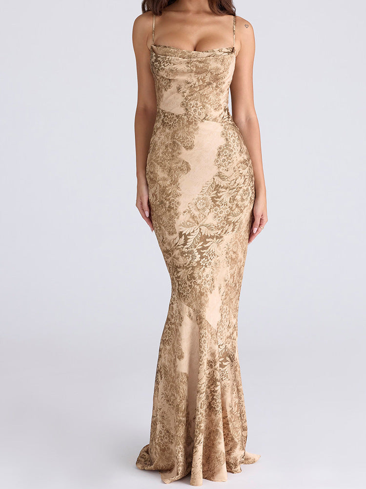 Damen Elegantes Maxikleid mit floralem Design R&B