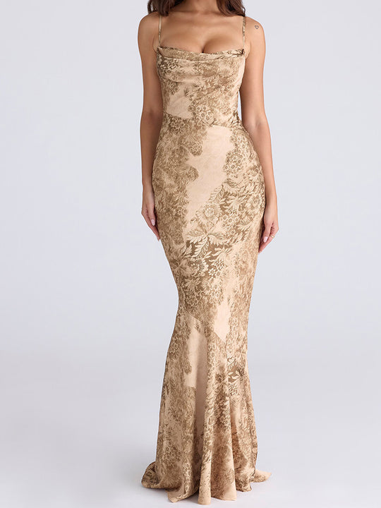 Damen Elegantes Maxikleid mit floralem Design R&B