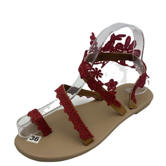 Damen Sandalen mit filigranem Häkelmuster R&B