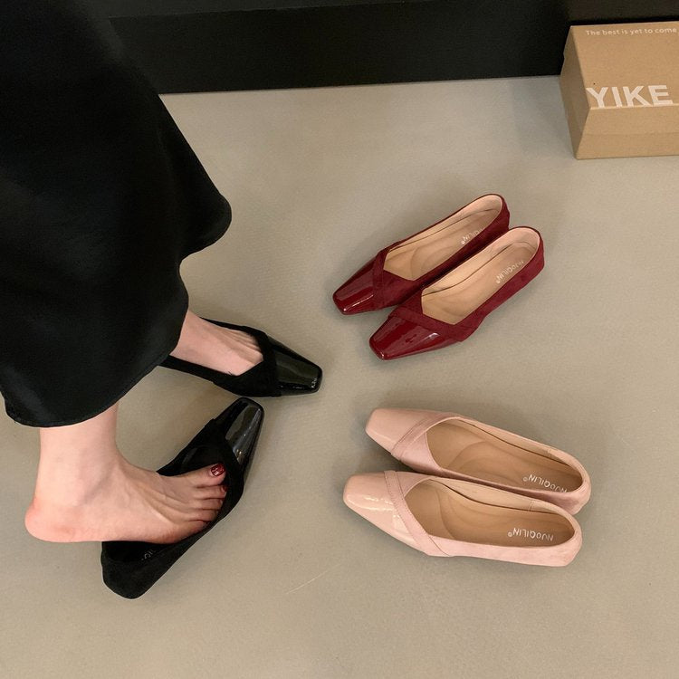 Damen elegante Ballerina-Pumps mit modischem Lederoberteil und komfortablem Fußbett R&B