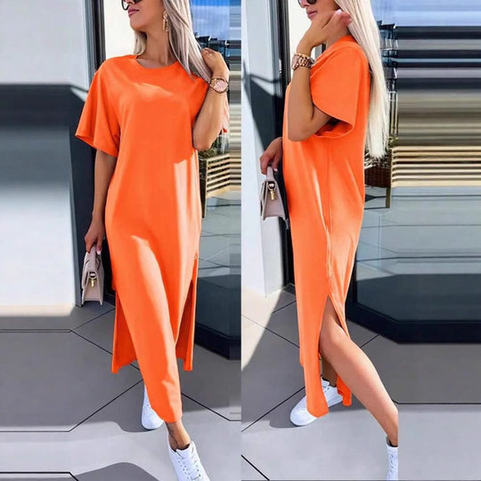 Damen Lässiges Maxikleid mit seitlichen Schlitzen und Oversize-Design R&B