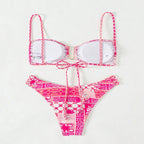 Damen Bandeau-Bikini mit modischem Patchwork-Design R&B