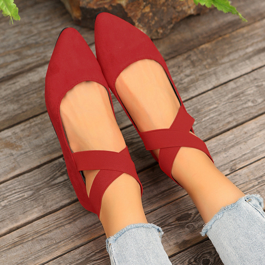 Damen elegante Ballerinas mit breitem elastischem Riemen R&B