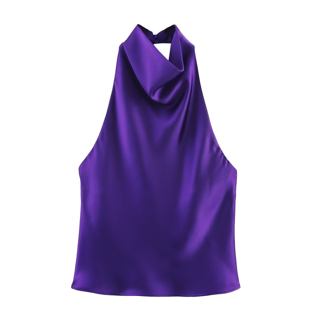 Damen elegantes Haltertop mit fließendem Schnitt und dekorativen Details R&B