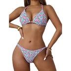 Damen Triangel-Bikini mit verstellbaren Trägern und floralem Muster R&B