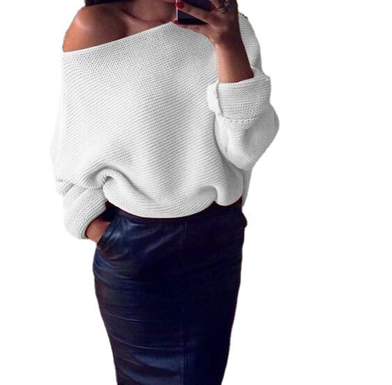 Damen Oversized Strickpullover mit off-shoulder Design und lässigem Schnitt R&B