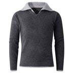 Herren eleganter V-Ausschnitt Pullover mit kontrastierendem Kragen R&B