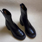 Damen elegante Stiefeletten mit modischem Reißverschluss und robustem Blockabsatz R&B