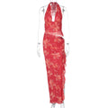 Damen Elegantes Maxikleid mit offenem Rücken und floralen Akzenten R&B