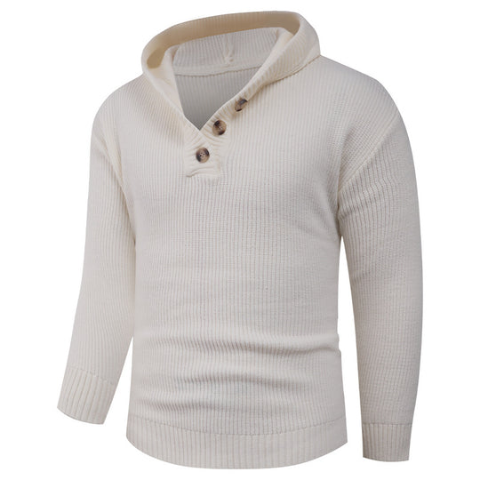 Herren Strickpullover mit hochabschließendem Kragen und Knopfdetails R&B