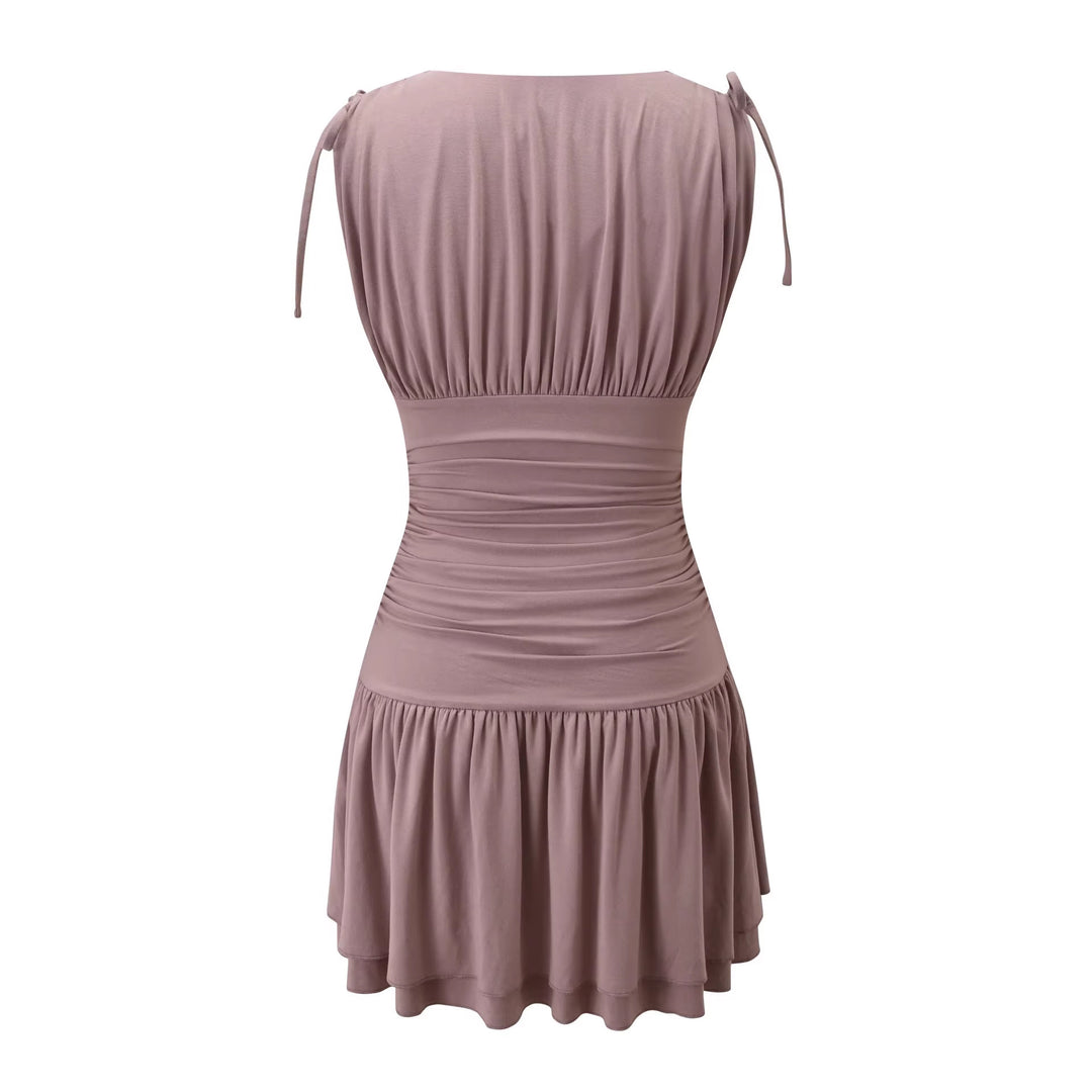 Damen Fließendes Sommerkleid mit trägerloser Raffungsoptik R&B
