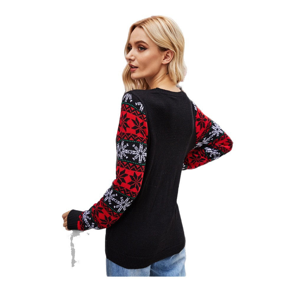 Damen Weihnachts-Pullover mit festlichem Santa-Motiv und glitzernden Akzenten R&B