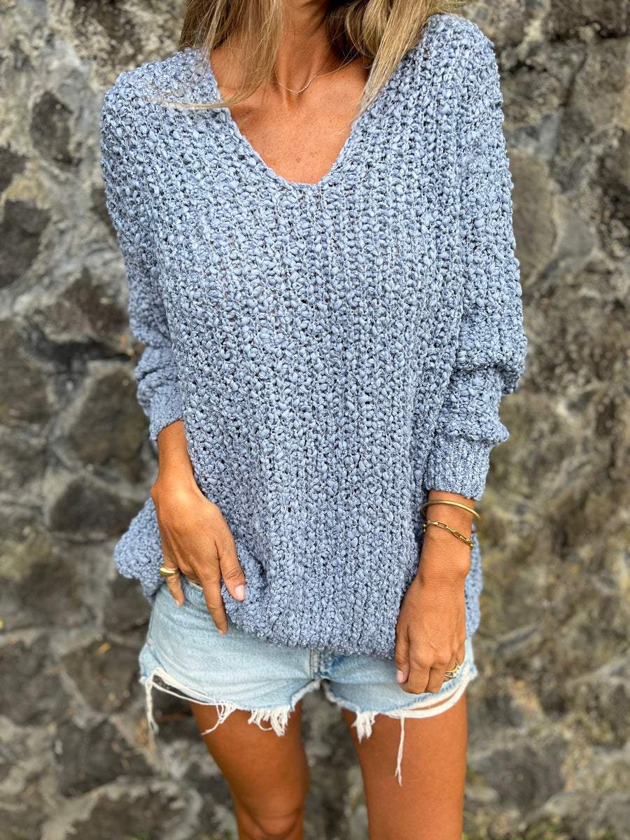 Damen Strickpullover mit V-Ausschnitt und lässigem Schnitt R&B