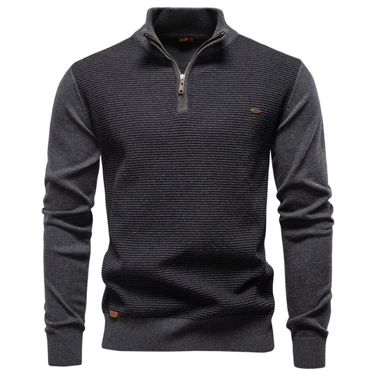 Herren Stehkragenpullover mit strukturiertem Muster R&B