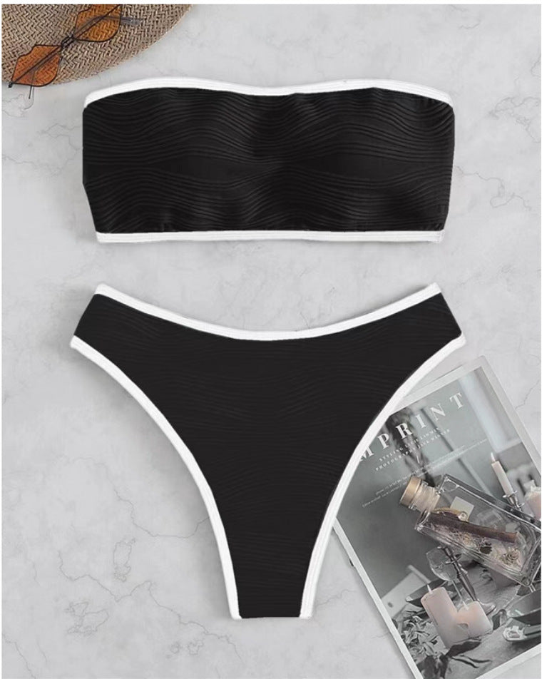 Damen Bandeau-Bikini-Set mit strukturiertem Design R&B