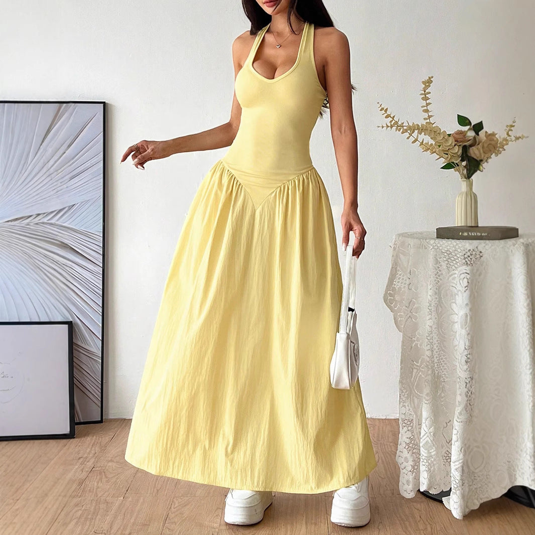 Damen Maxidress mit U-Ausschnitt und fließendem Rock R&B