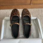Damen Ballerinas mit elegantem Riemendesign und modischem Leopardenmuster R&B