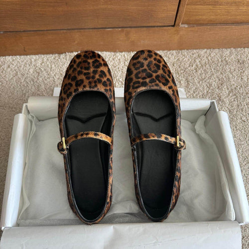 Damen Ballerinas mit elegantem Riemendesign und modischem Leopardenmuster R&B