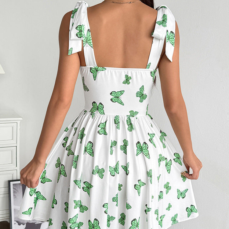 Damen Sommerkleid mit verspieltem Schmetterlingsdesign und verstellbaren Trägern R&B