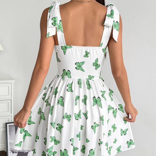 Damen Sommerkleid mit verspieltem Schmetterlingsdesign und verstellbaren Trägern R&B