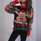 Damen Weihnachts-Pullover mit festlichem Rentier-Motiv und bunten Mustern R&B