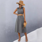 Damen Schickes Hemdblusenkleid mit tailliertem Gürtel und femininer Silhouette R&B