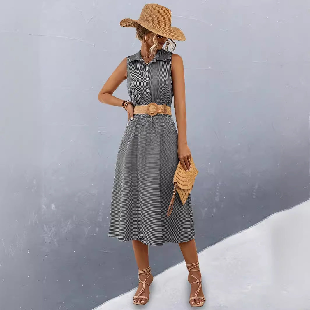 Damen Schickes Hemdblusenkleid mit tailliertem Gürtel und femininer Silhouette R&B