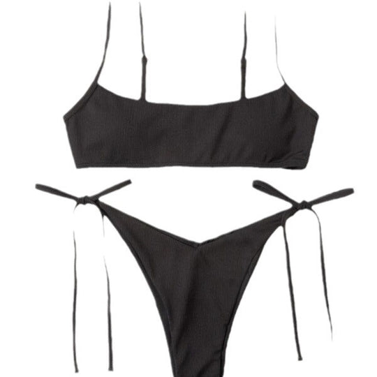 Damen Bikiniset mit verstellbaren Bändern und modischem Rippdesign R&B