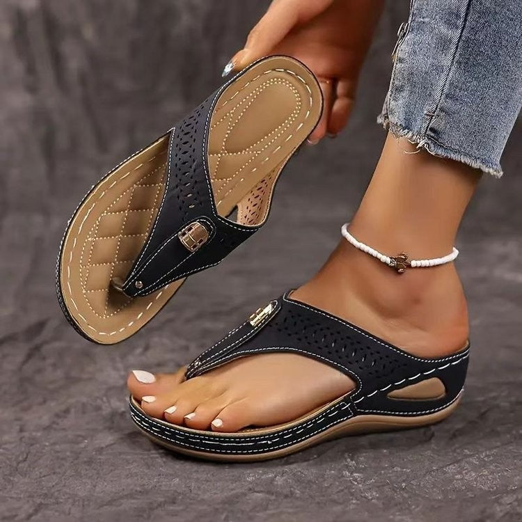 Damen Zehentrenner-Sandalen mit komfortablem Fußbett und atmungsaktiver Obermaterial R&B
