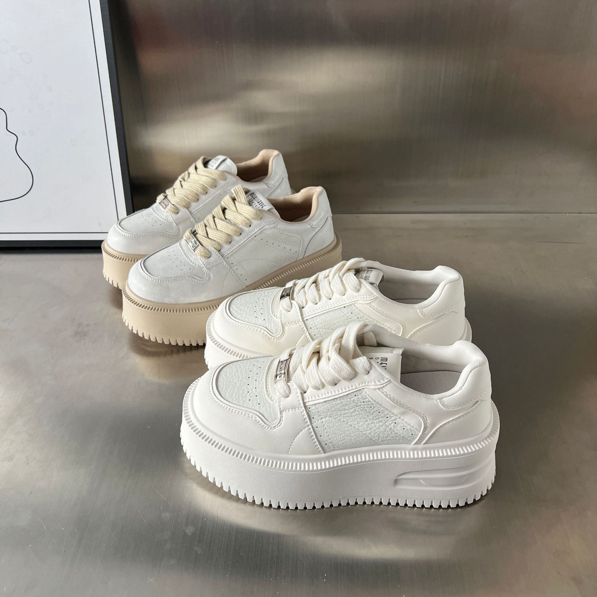 Damen Sneakers mit dickem Plateau und atmungsaktiver Obermaterialstruktur R&B