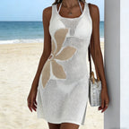 Damen Häkel-Strandkleid mit floralem Muster EB
