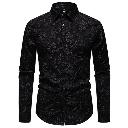 Herren Langarmhemd mit detailreicher Blumenstickerei R&B