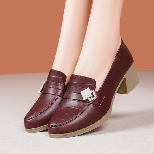 Damen Elegante Mokassins mit modischem Schmuckdetail und bequemen Blockabsatz R&B