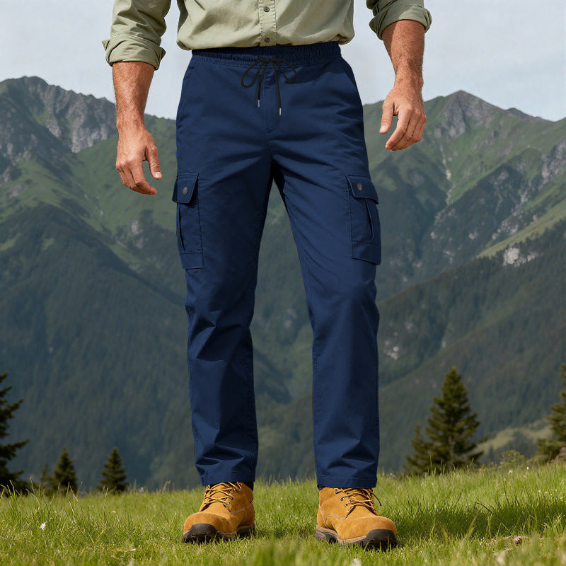 Herren nan robuste Freizeit-Cargohose mit elastischem Bund Tunnelzug und Mehrfachtaschen R&B