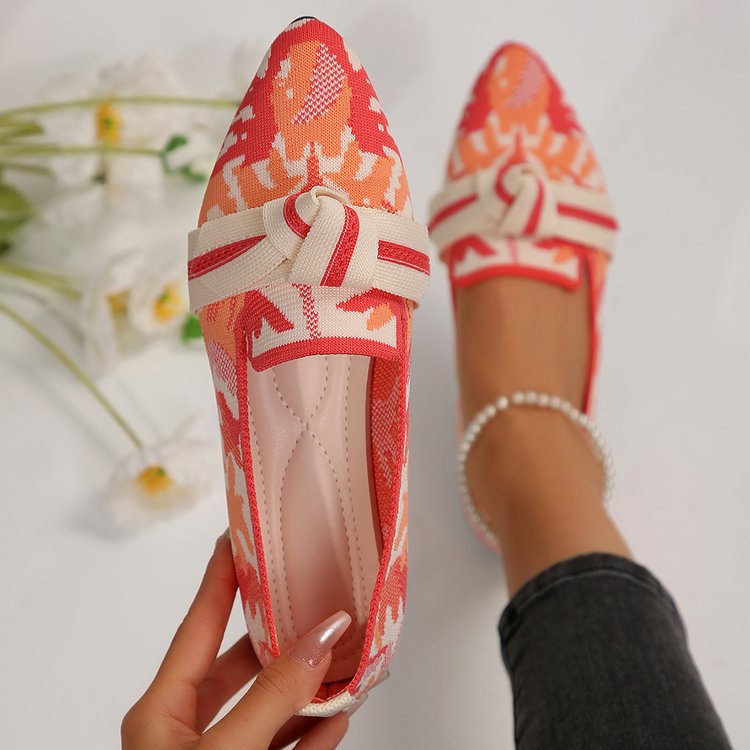 Damen Stilvolle und komfortable Ballerinas mit großem Schleifendetail R&B
