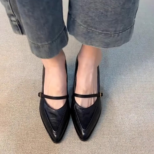 Damen elegante Mary Jane Pumps mit modischem Riemchen und komfortablem Blockabsatz R&B