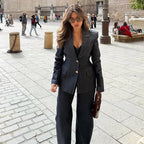 Damen Weite Denim-Hose mit hohem Bund und modischem Schnitt