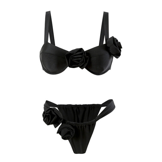 Damen Bikini-Set mit modischen Rosen-Applikationen und komfortablem Schnitt R&B