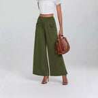 Damen Weit geschnittene Palazzo-Hose mit elastischem Bund und praktischen Taschen R&B