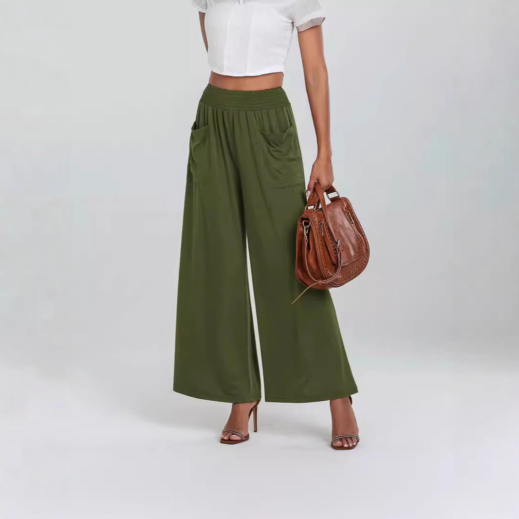 Damen Weit geschnittene Palazzo-Hose mit elastischem Bund und praktischen Taschen R&B
